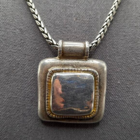 Chico's Silver Tone Pendant Necklace, Twisted Rope Chain, 20 1/2 Inches - Picture 2 of 10